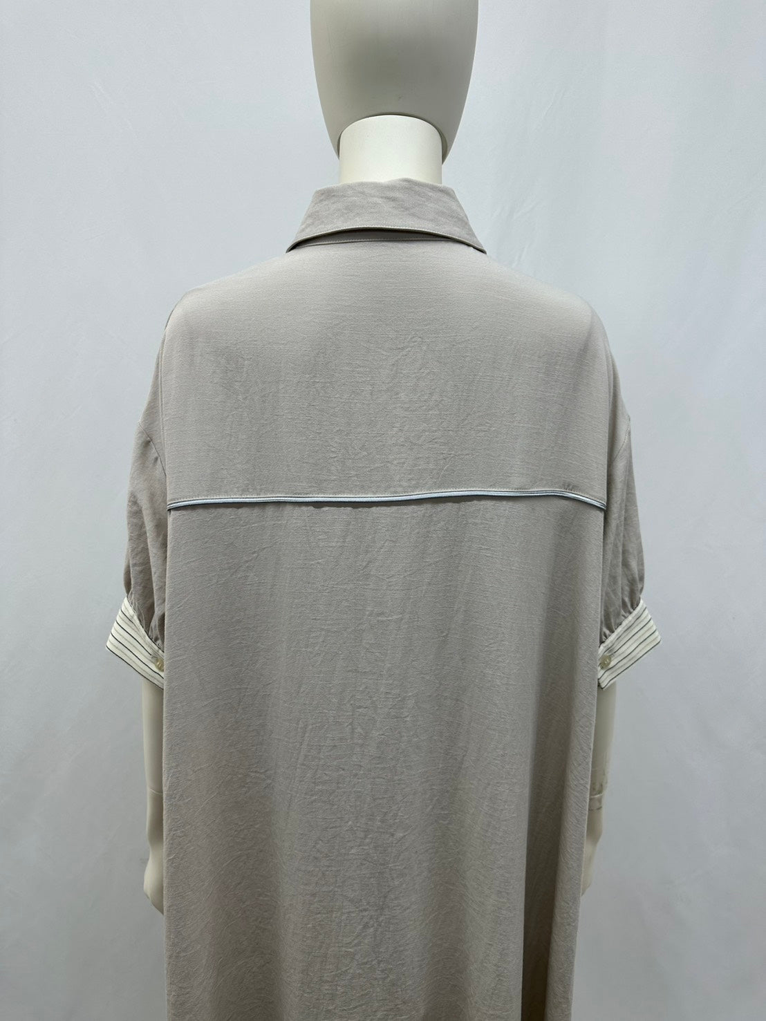 ストライプ切替シャツワンピース
