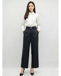 タック ワイドストレートパンツ