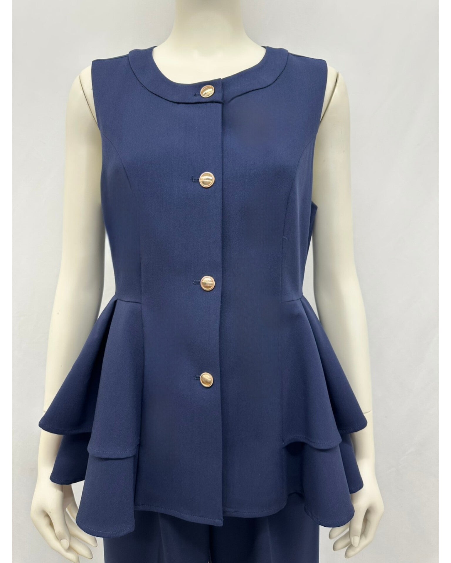 2段ペプラム ノースリーブジレ