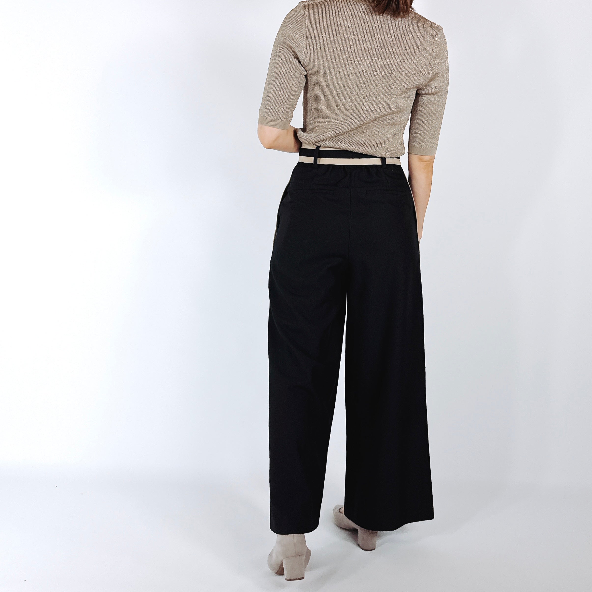 配色パイピング ワイドストレートパンツ