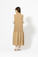 切替ギャザー テーラードジャンパースカート