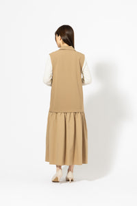 切替ギャザー テーラードジャンパースカート