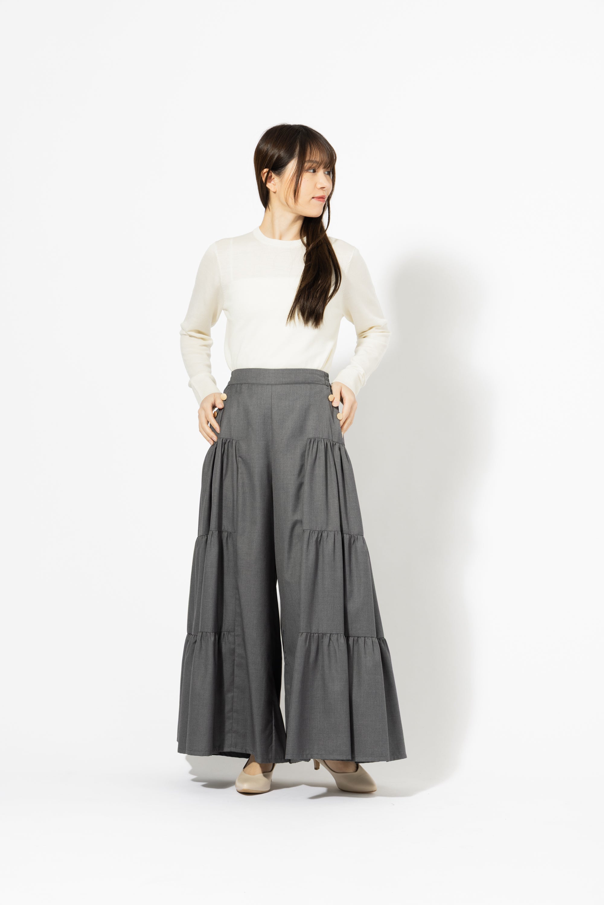 ティアードフレア ワイドパンツ