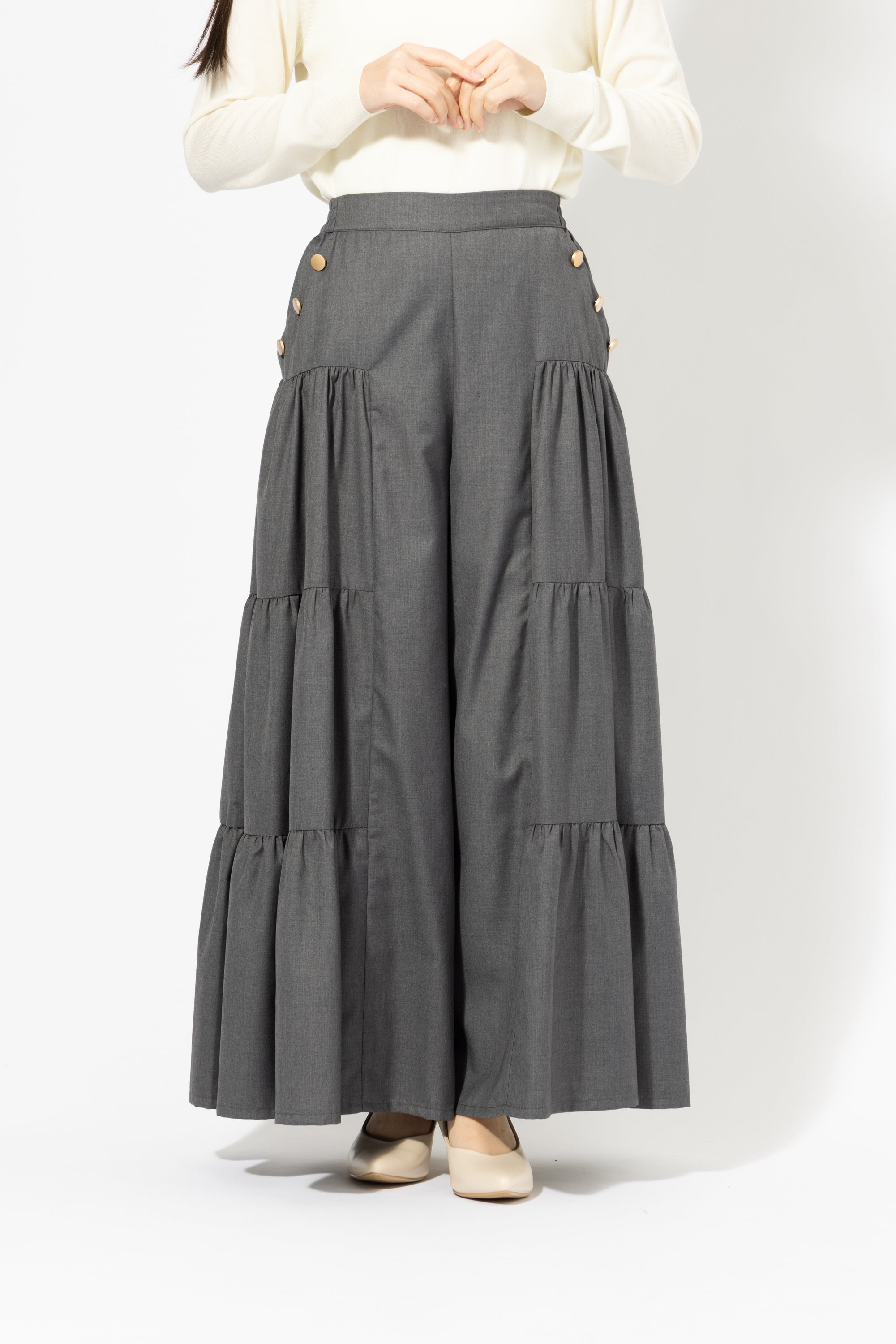 ティアードフレア ワイドパンツ