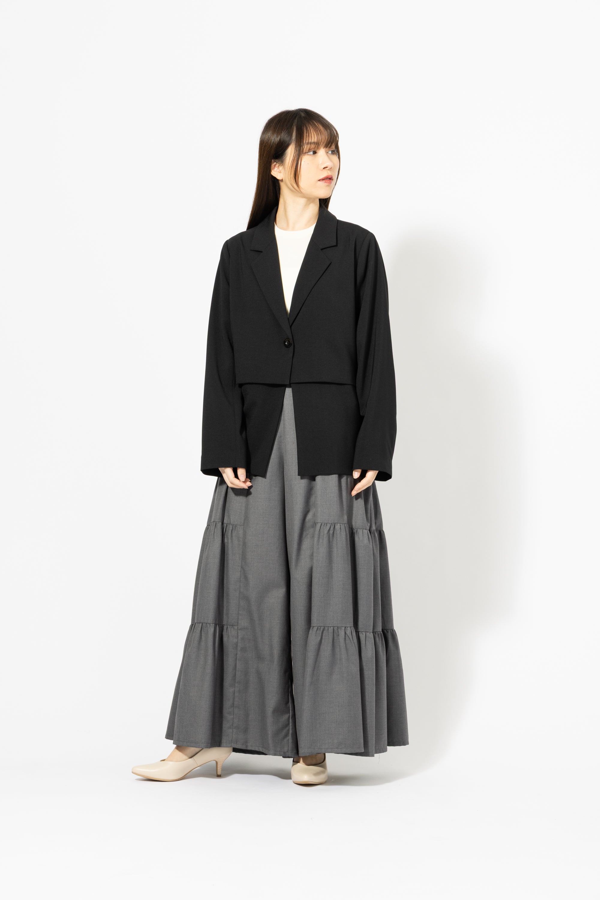 ティアードフレア ワイドパンツ