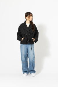 ショート丈 ダブルブレストコート