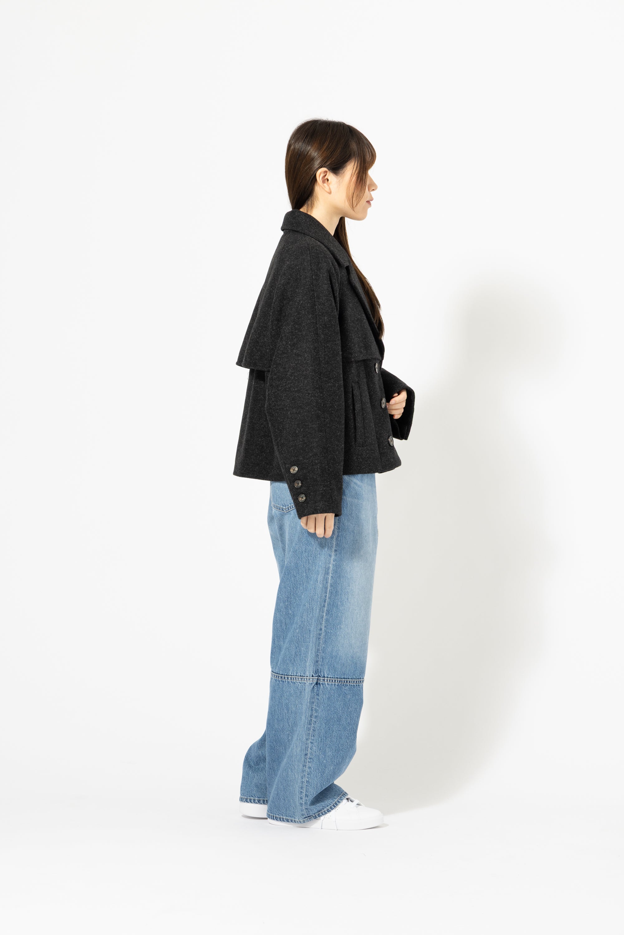 ショート丈 ダブルブレストコート