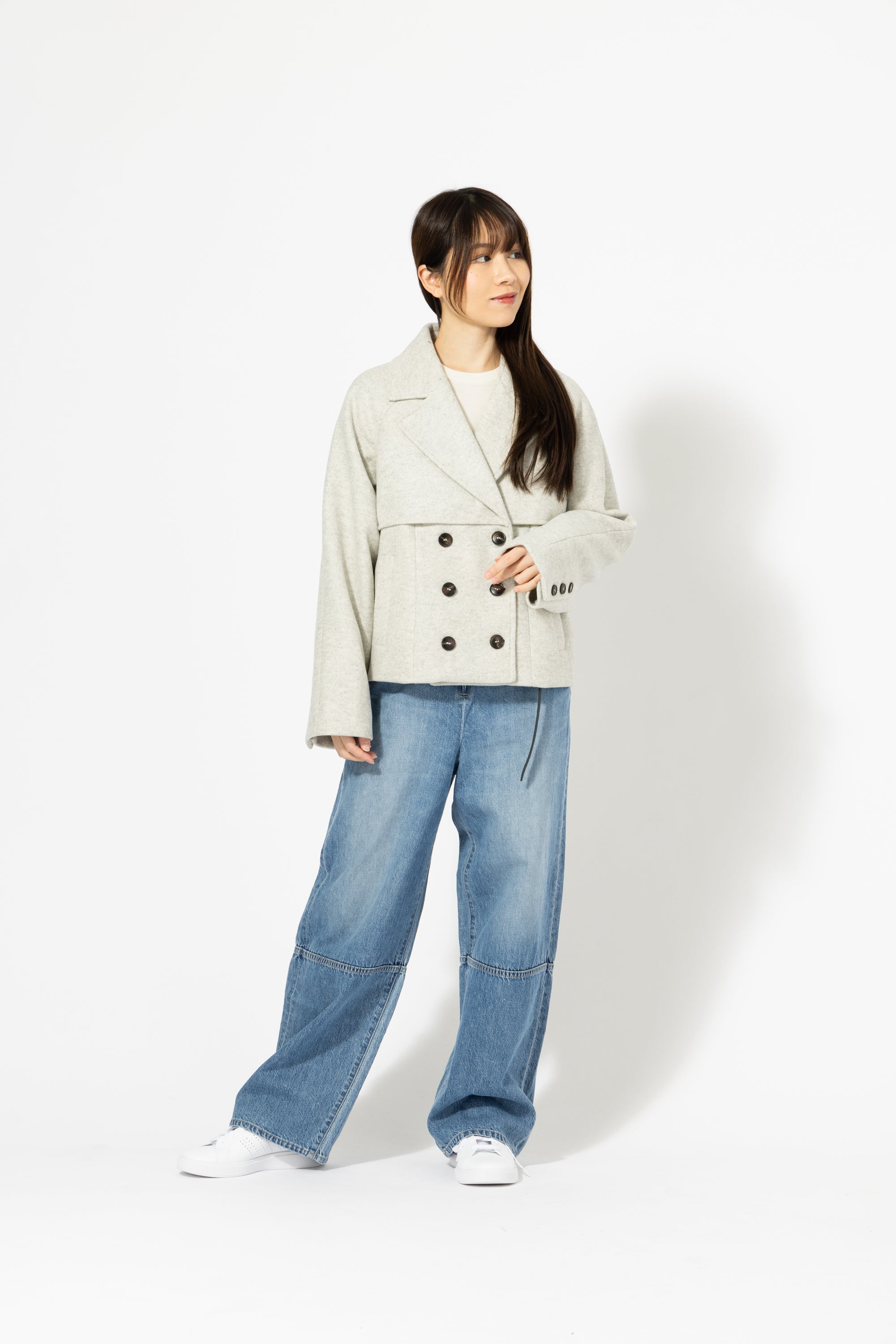 ショート丈 ダブルブレストコート