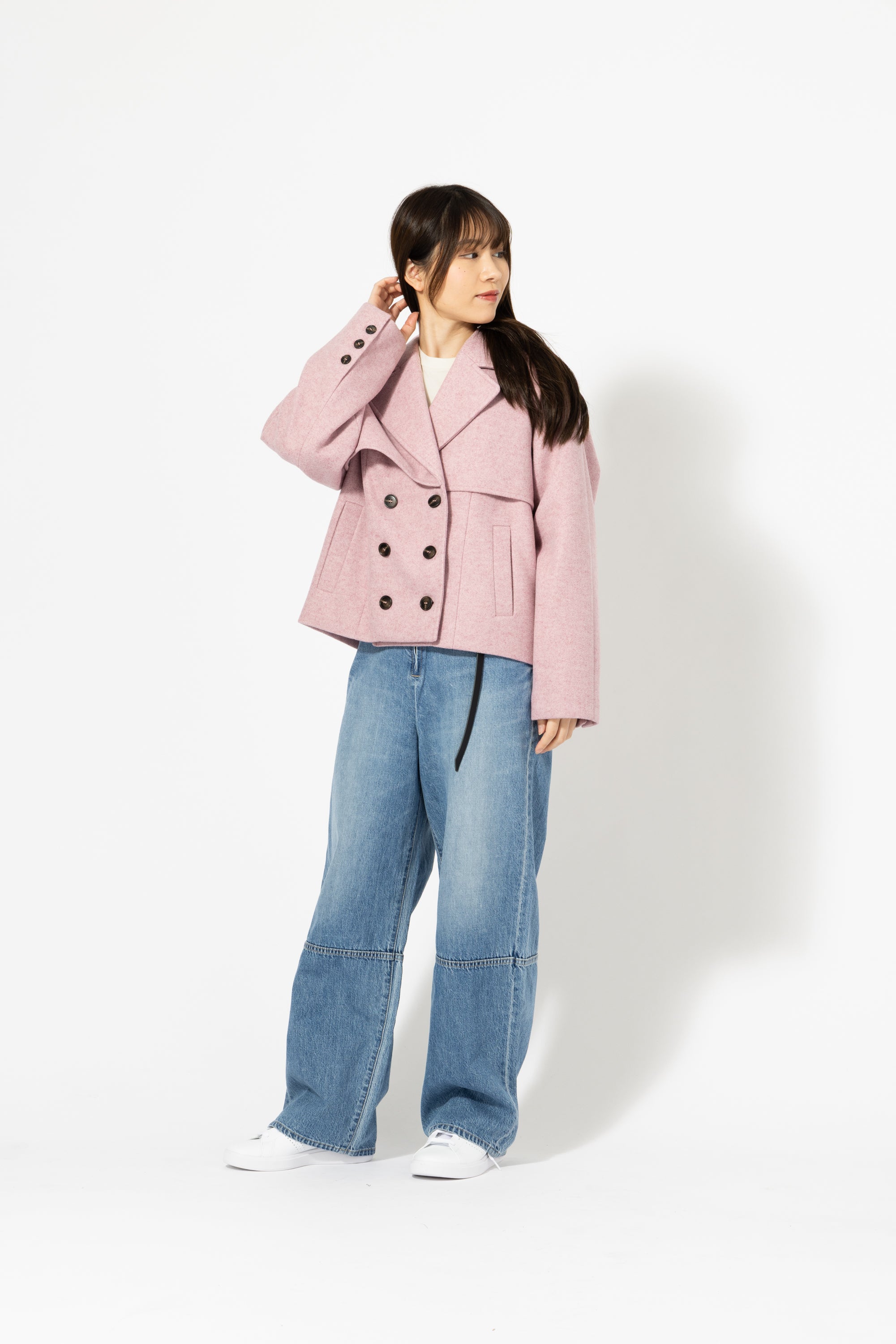 ショート丈 ダブルブレストコート