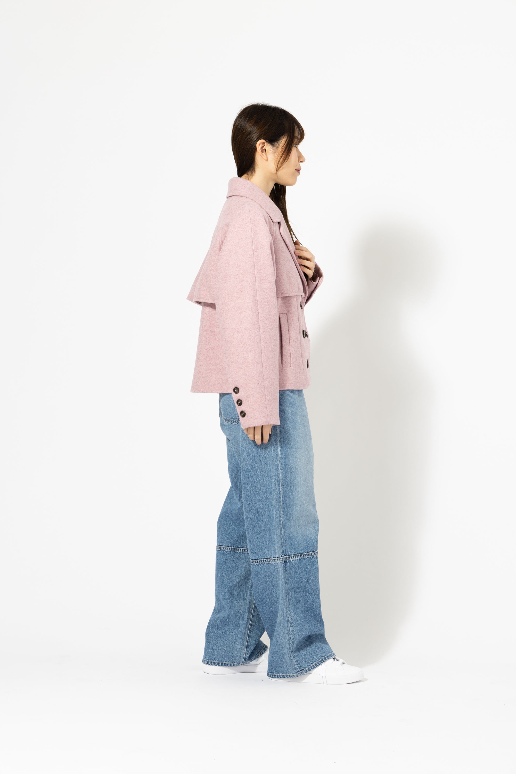 ショート丈 ダブルブレストコート