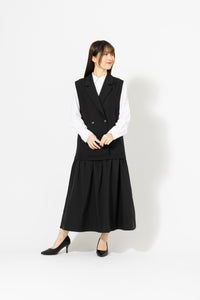切替ギャザー テーラードジャンパースカート