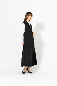 切替ギャザー テーラードジャンパースカート
